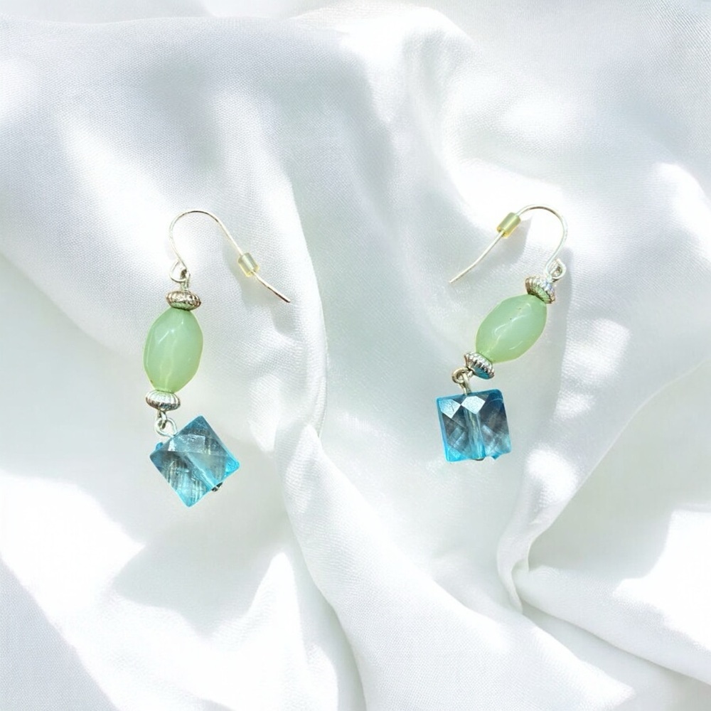 Green and Blue Beaded Earrings